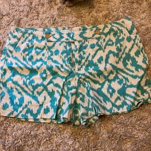 Loft Green/White Pattern Shorts Sz 14